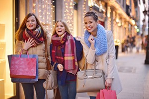 three women shopping