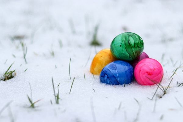 Easter eggs in the snow